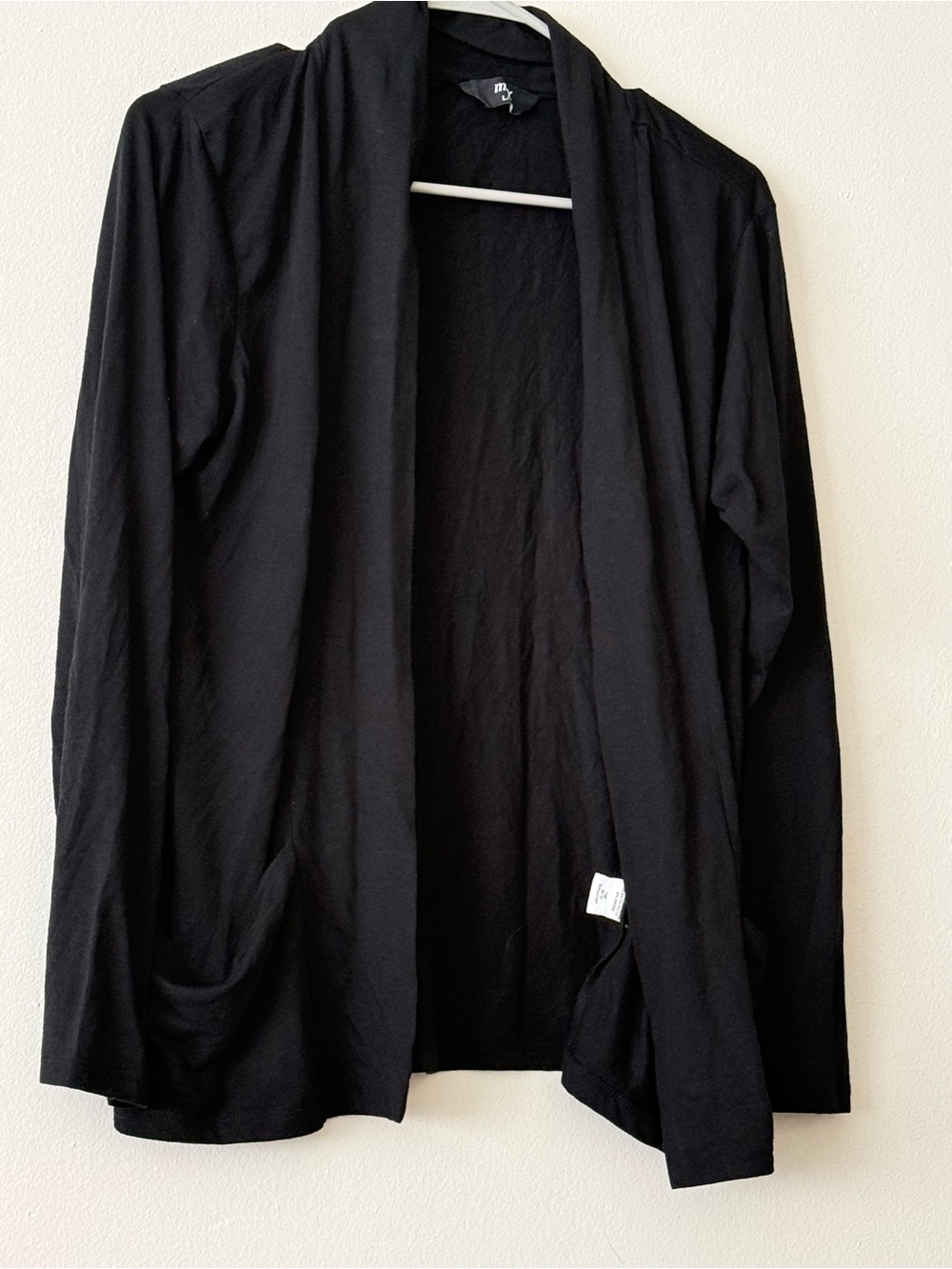 Women Solid Open Front Black Cardigan/Shrug - Picture 6 of 9